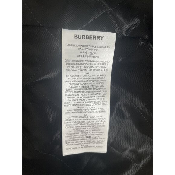 Burberry Wool & Leather Varsity Jacket With Plaid Design & Logo Patch - Picture 13 of 15